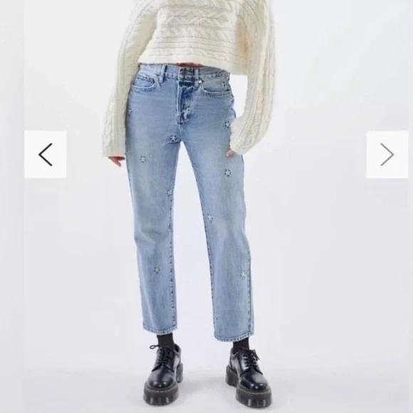 • Pistola • Women’s Charlie Embroidered Star Jeans 
Supernova Wash / Blue 26 - Picture 2 of 6